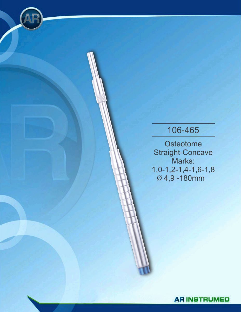 Osteotom Straight-Concave Marks: 1,0-1,2-1,4-1,6-1,8 ø4.9 -180mm