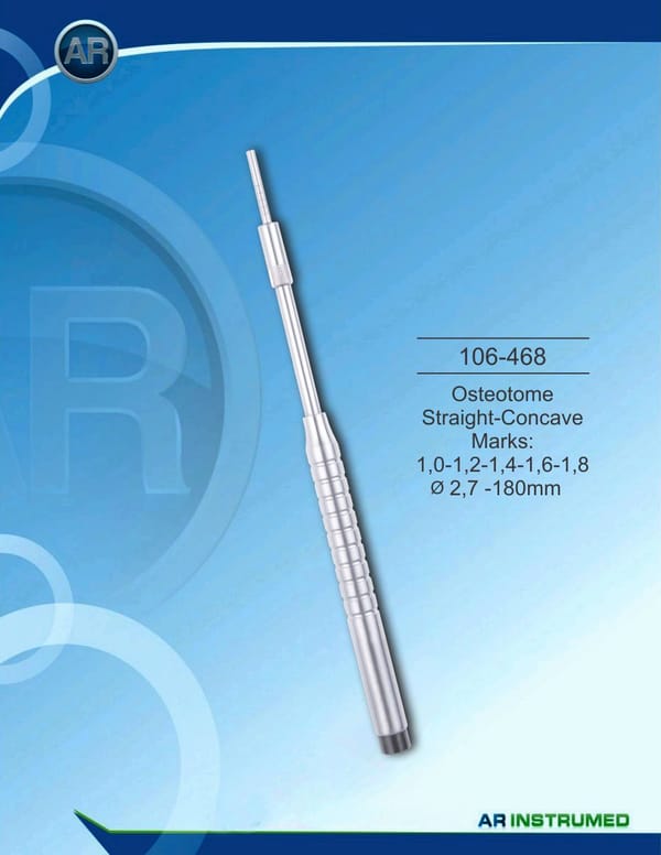 Osteotom Straight-Concave Marks: 1,0-1,2-1,4-1,6-1,8 ø2,7 -180mm