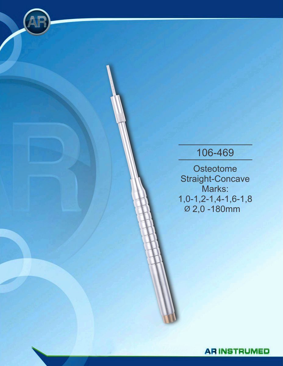 Osteotom Straight-Concave Marks: 1,0-1,2-1,4-1,6-1,8 ø2,0 -180mm