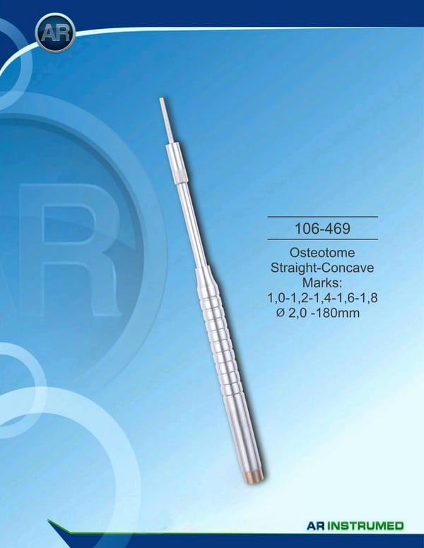 Osteotom Straight-Concave Marks: 1,0-1,2-1,4-1,6-1,8 ø2,0 -180mm