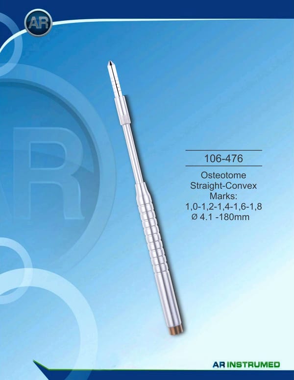 Osteotom Straight-Convex Marks: 1,0-1,2-1,4-1,6-1,8 ø4.1 -180mm