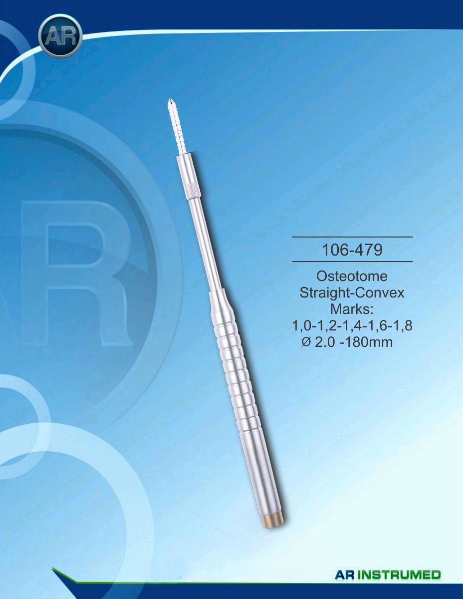 Osteotom Straight-Convex Marks: 1,0-1,2-1,4-1,6-1,8 ø2.0 -180mm