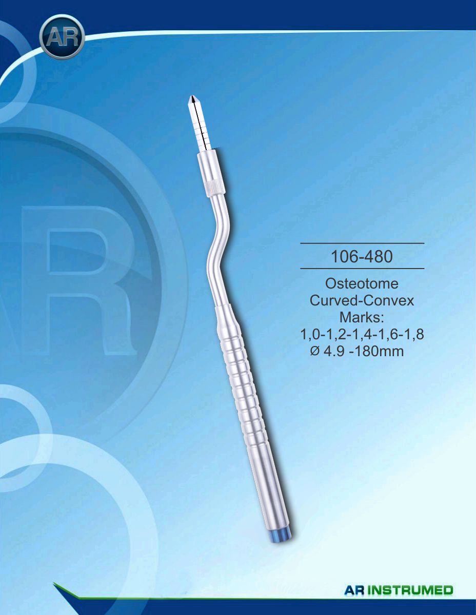 Osteotom Curved-Convex Marks: 1,0-1,2-1,4-1,6-1,8 ø4.9 -180mm