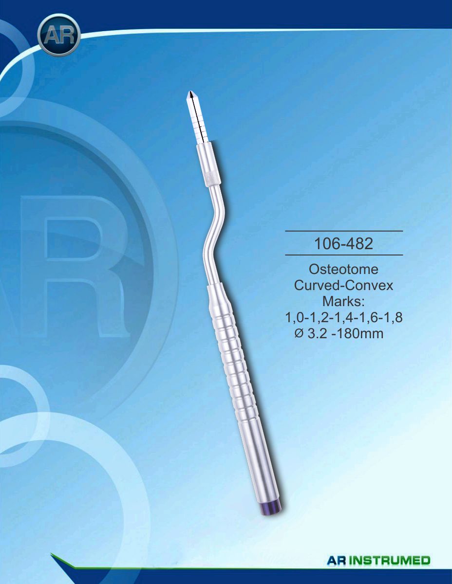 Osteotom Curved-Convex Marks: 1,0-1,2-1,4-1,6-1,8 ø3.2 -180mm