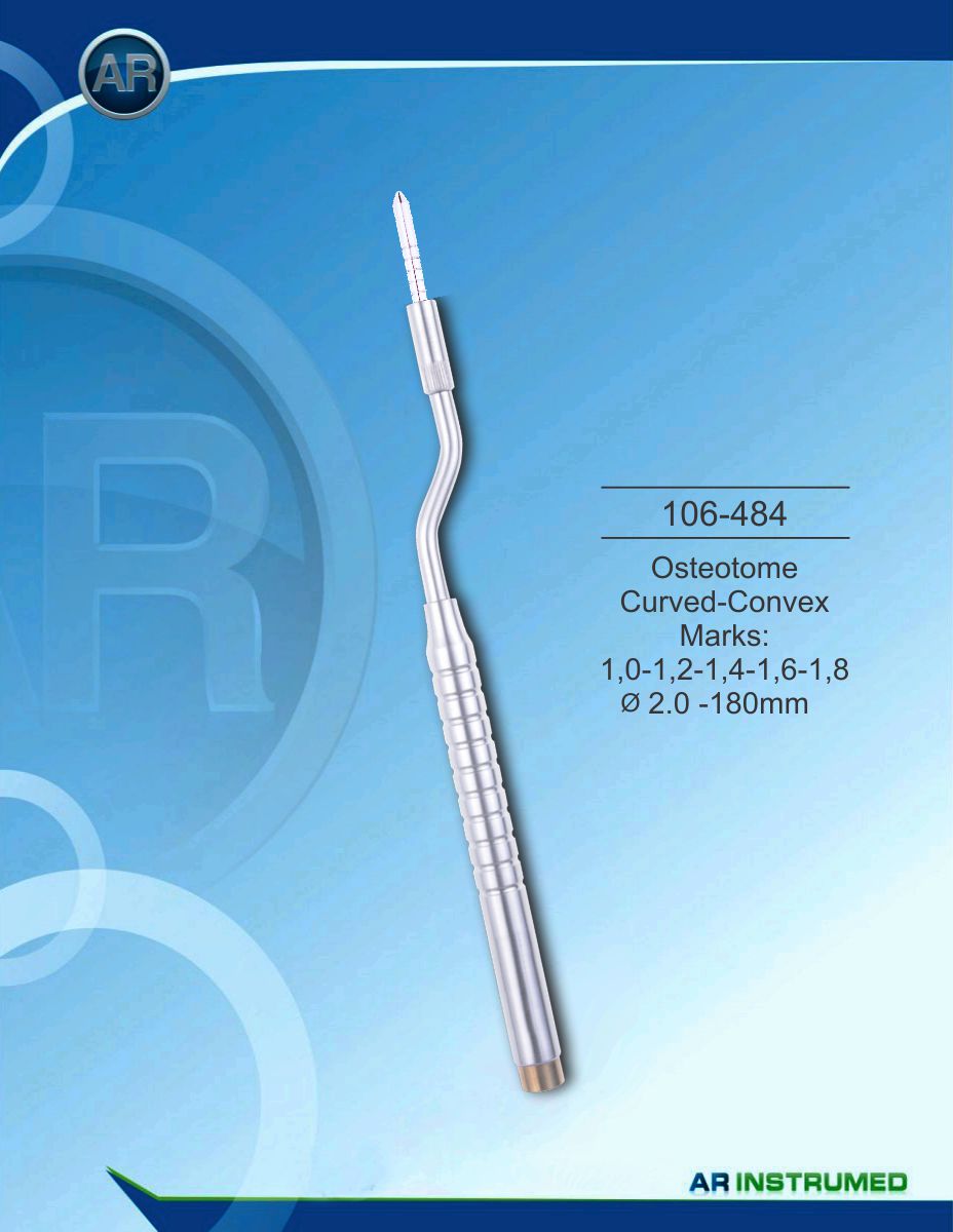 Osteotom Curved-Convex Marks: 1,0-1,2-1,4-1,6-1,8 ø2.0 -180mm