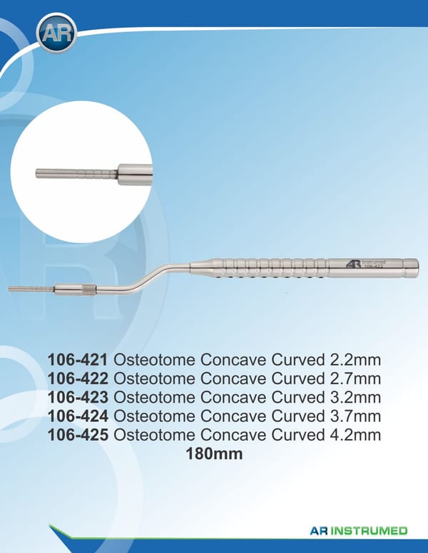 Osteotome Curved-Concave Marks: 1,0-1,2-1,4-1.6-1,8 3.2-180mm