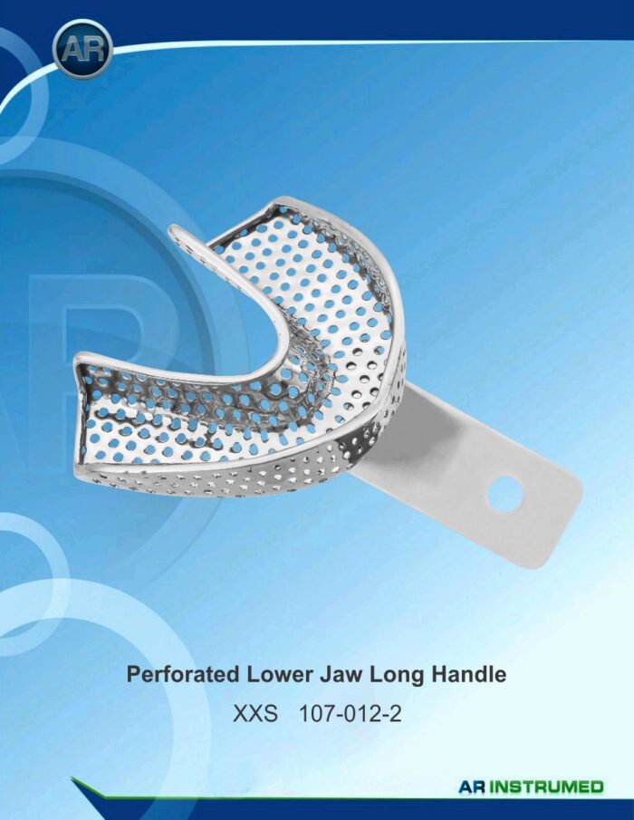 Impression Tray Perforated Lower Jaw Long Handle XXS