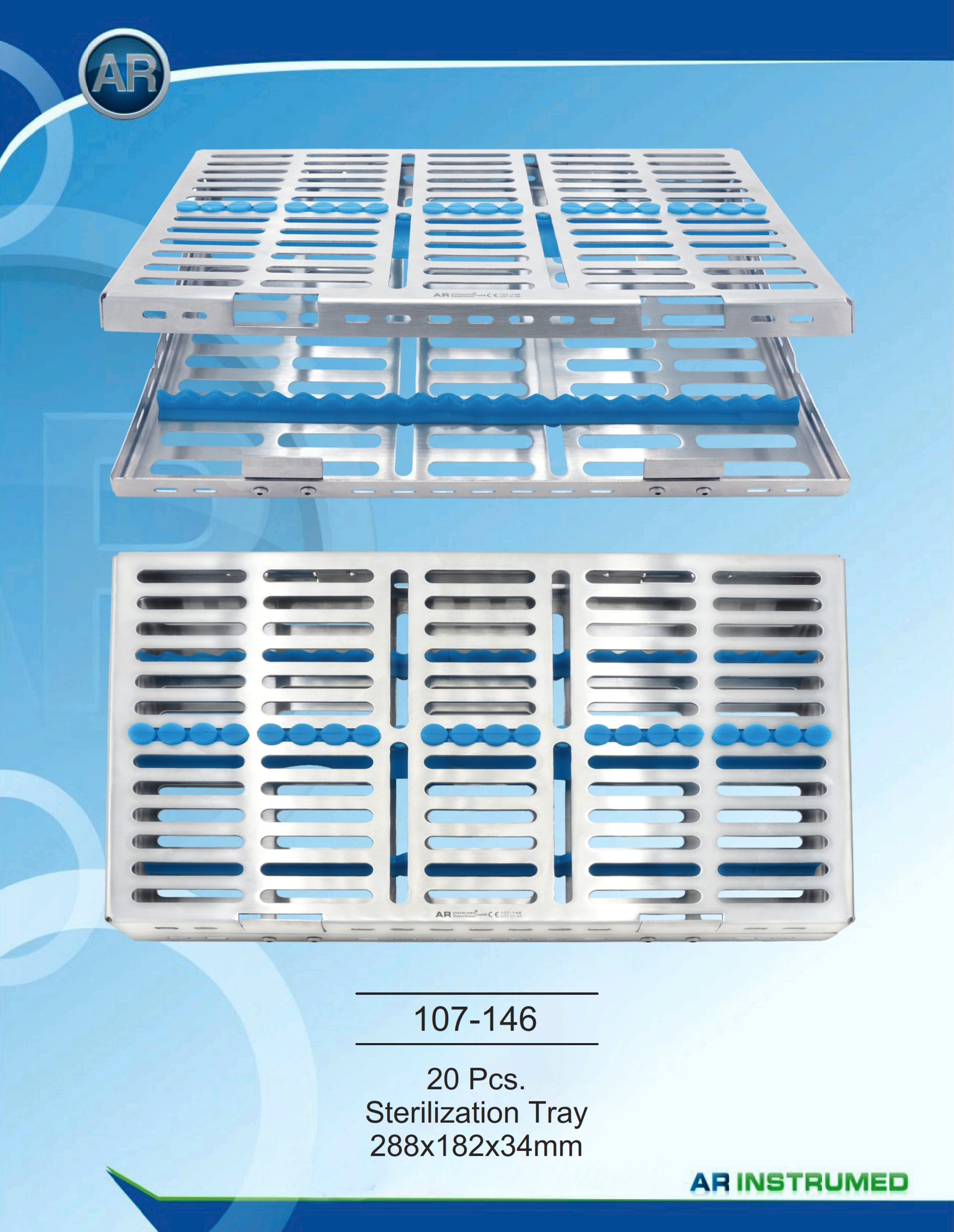 20 Pcs. Sterilization Tray 288x182x34mm