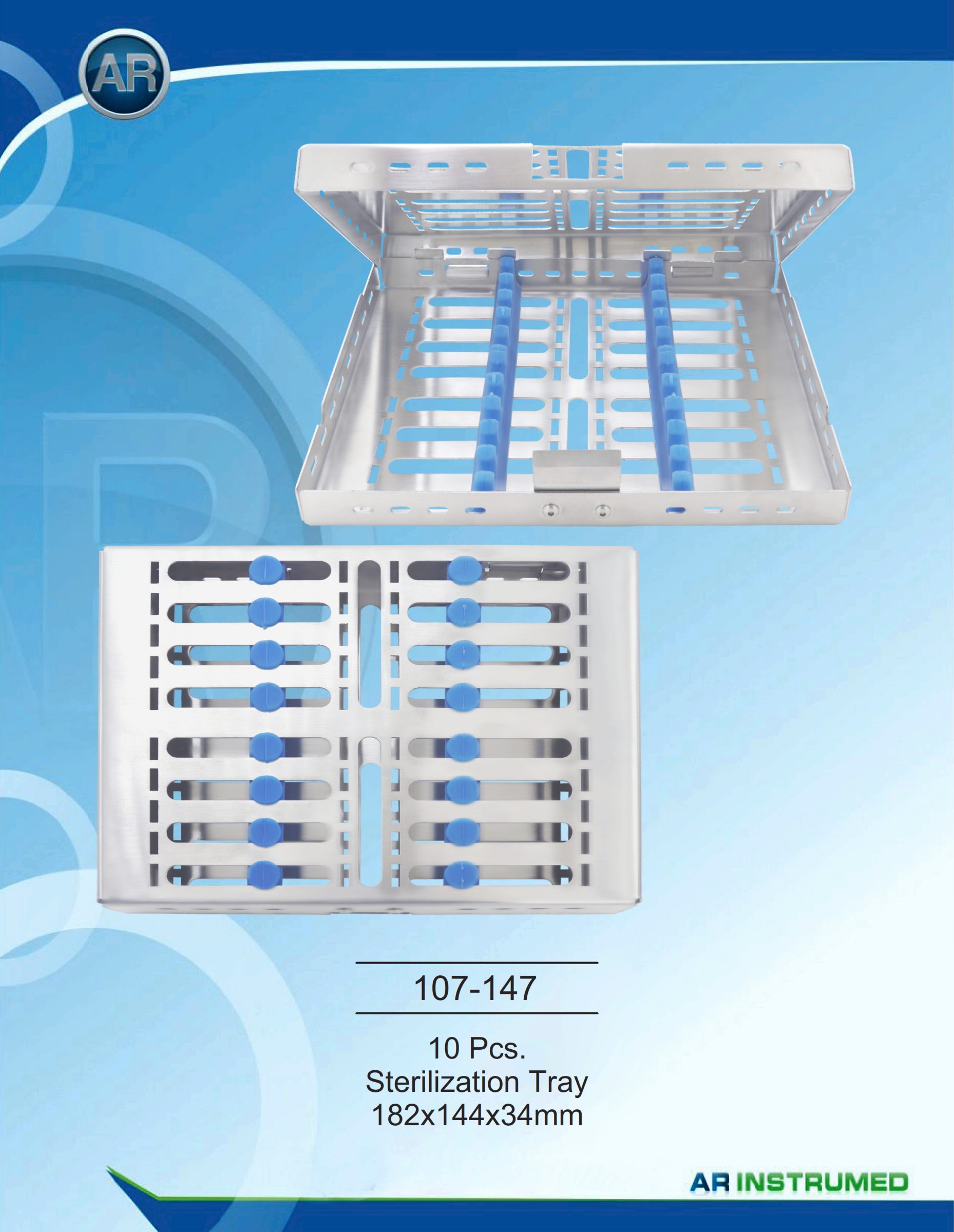Sterilization Tray 10pcs 182x144x34mm – AR Instrumed, Sterilization Containers & Trays