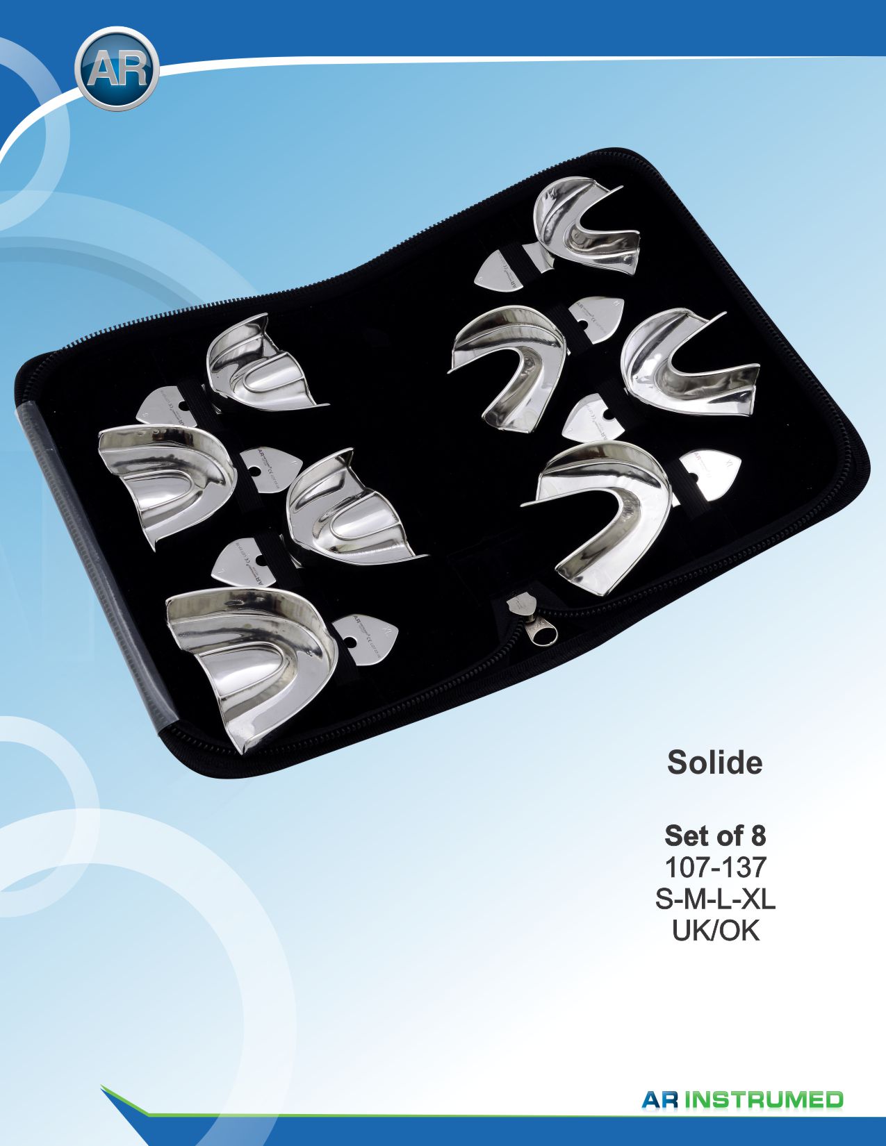 Impression Tray Rimlock Solid Set of 8 S-M-L-XL Upper/Lower