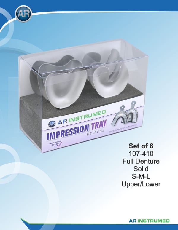 Impression Trays Set of 6 Full Denture Solid S-M-L Upper/Lower