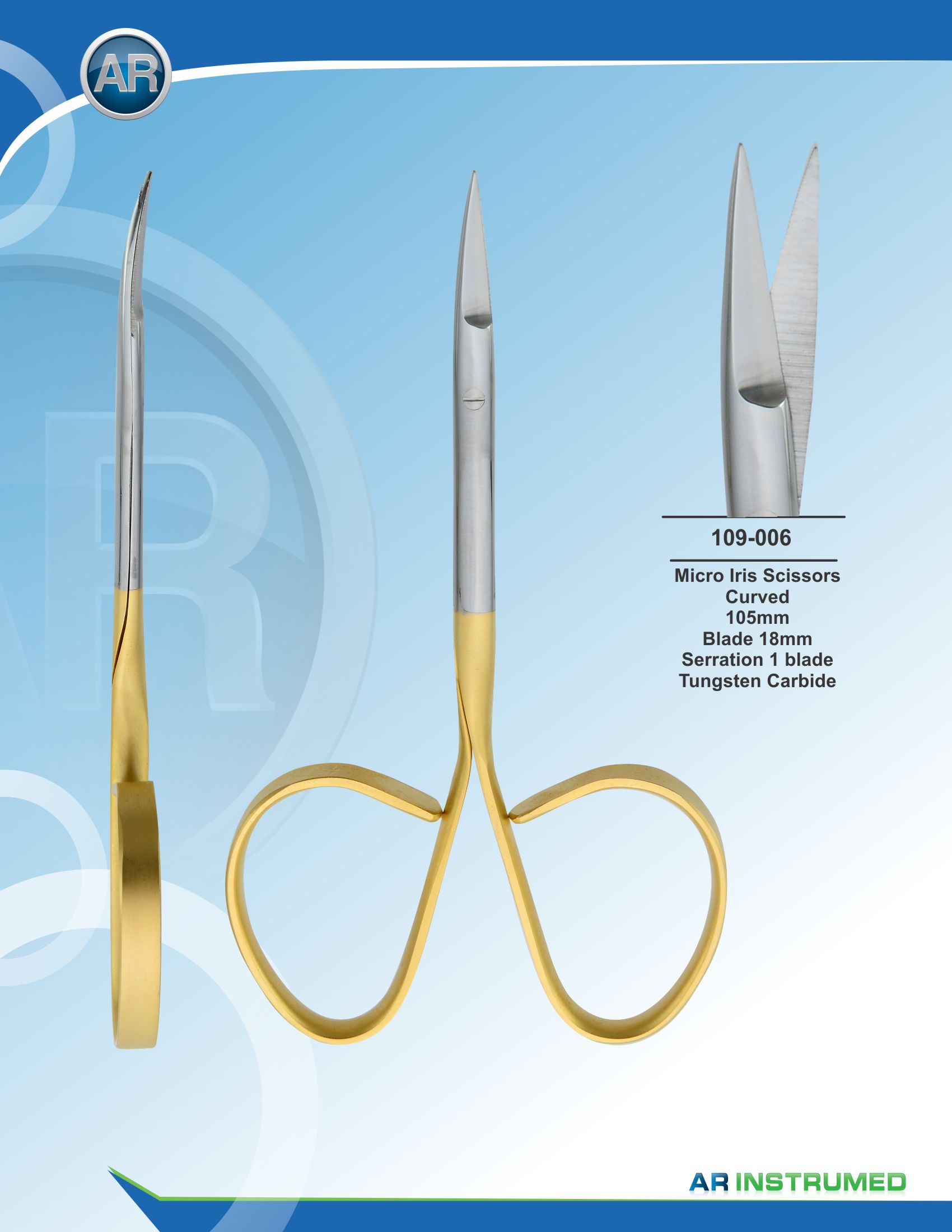 Micro Iris Scissor Curved 10.5cm Blade 18mm Serration 1 Blade