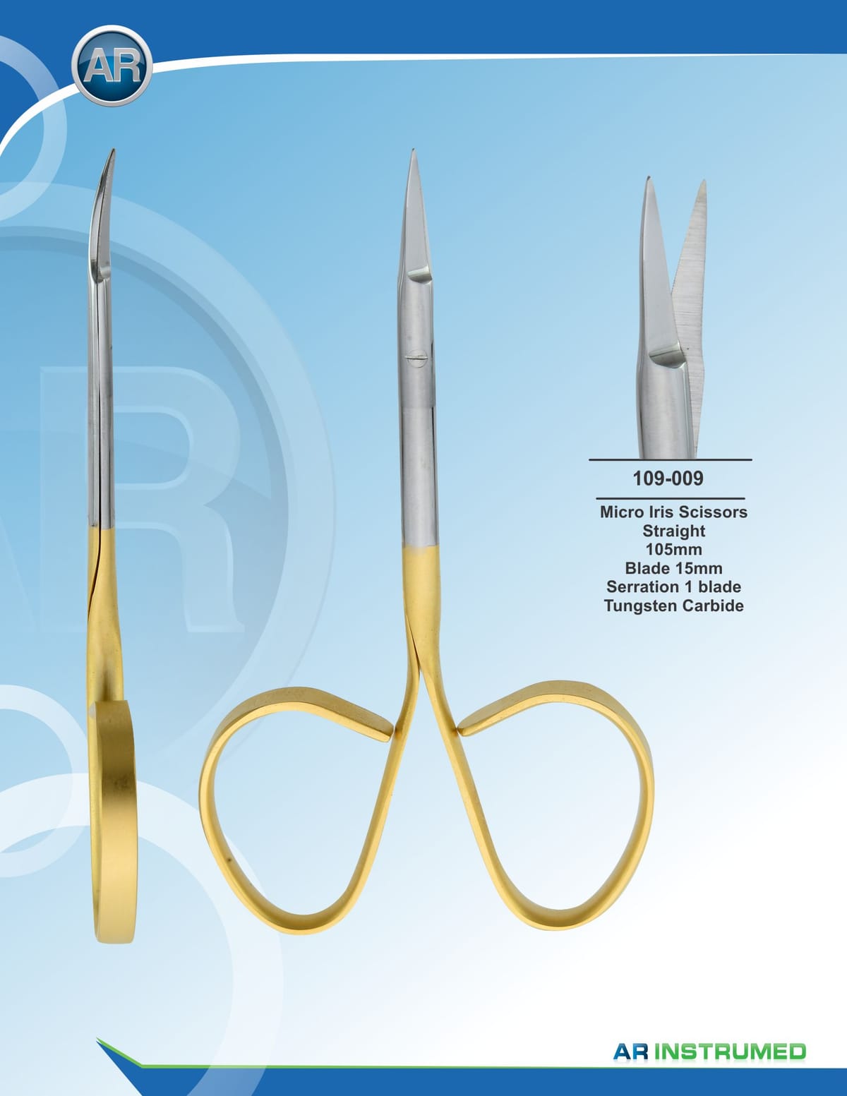 Micro Iris Scissor Curved 10.5cm Blade 15mm Serration 1 Blade – AR Instrumed, Chirurgische Instrumente