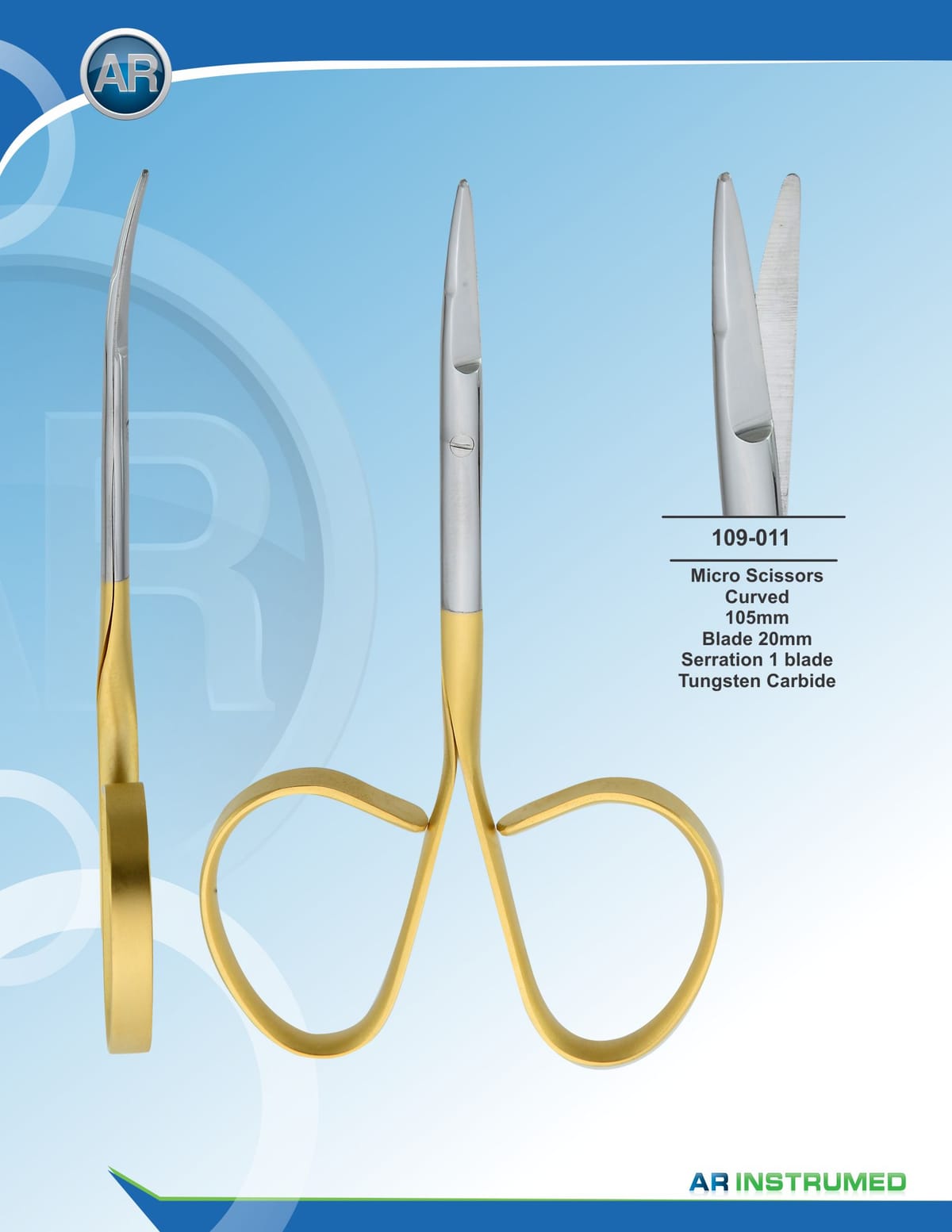 Micro Scissor Curved 10.5cm Blade 20mm Serration 1 Blade – AR Instrumed, Chirurgische Instrumente