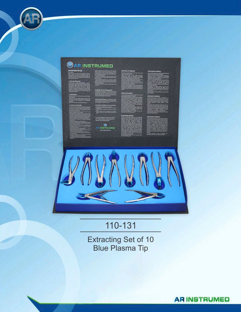Extracting Forceps Set of 10 Blue Plasma Tip