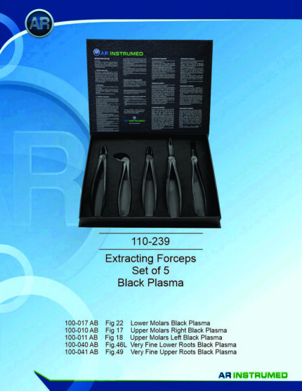 Extracting Forceps Set of 5 Black Plasma