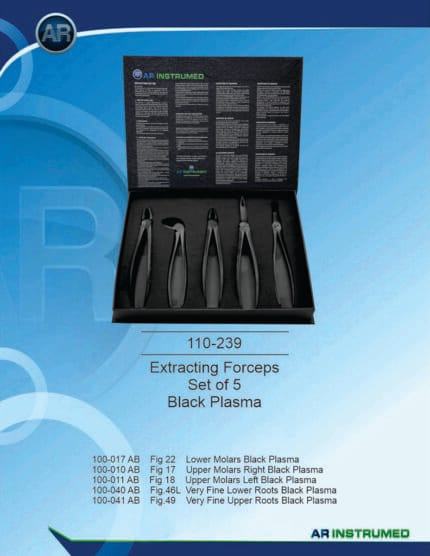 Extracting Forceps Set of 5 Black Plasma