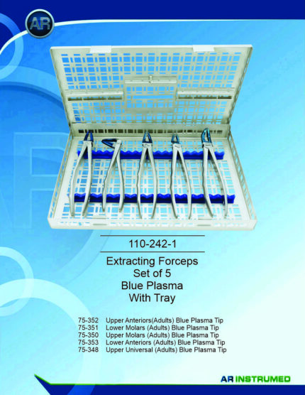 Extracting Forceps Set of 5 Blue Plasma With Tray