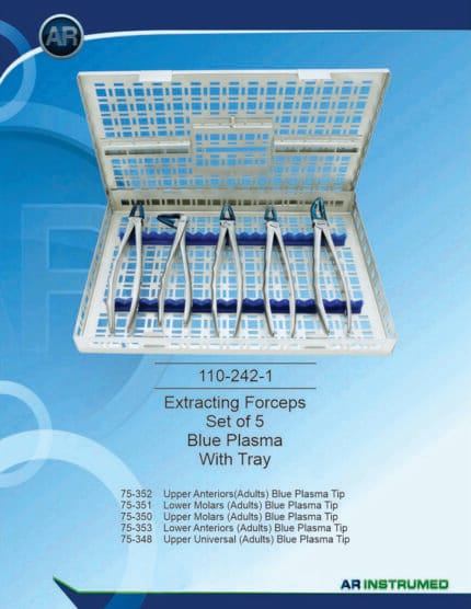 Extracting Forceps Set of 5 Blue Plasma With Tray – AR Instrumed, Extraktionszangen