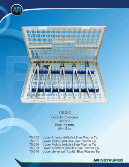 Extracting Forceps Set of 5 Blue Plasma With Box – AR Instrumed, Extraction Forceps
