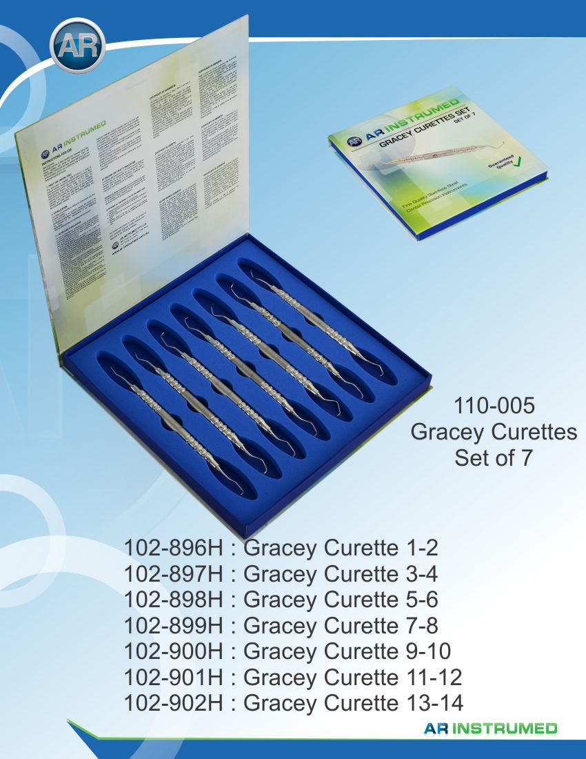 Gracey Curettes Set of 7 10mm Handle