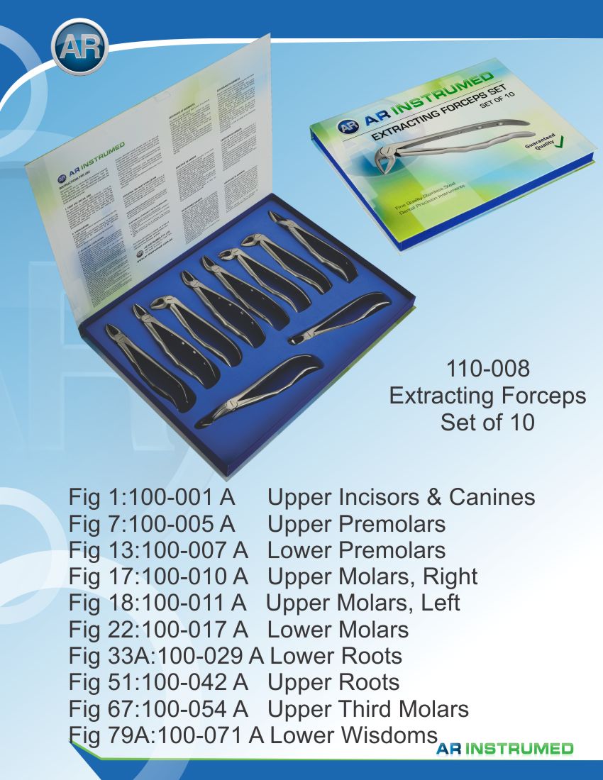 Extracting Forceps Set for (Adults) Set of 10 pcs