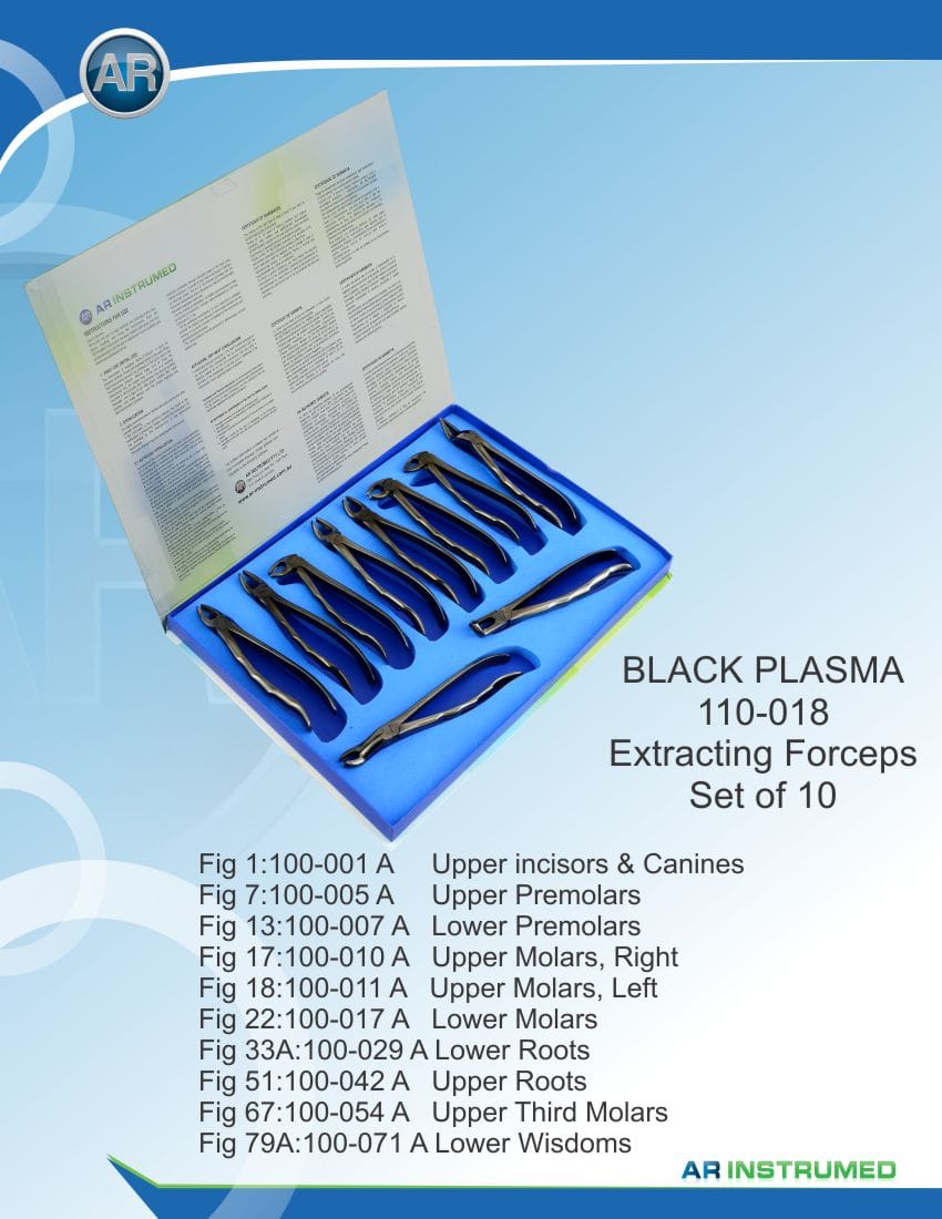 Extracting Forceps Set for (Adults) Set of 10 pcs Special Black Plasma Coating – AR Instrumed, Extraction Forceps