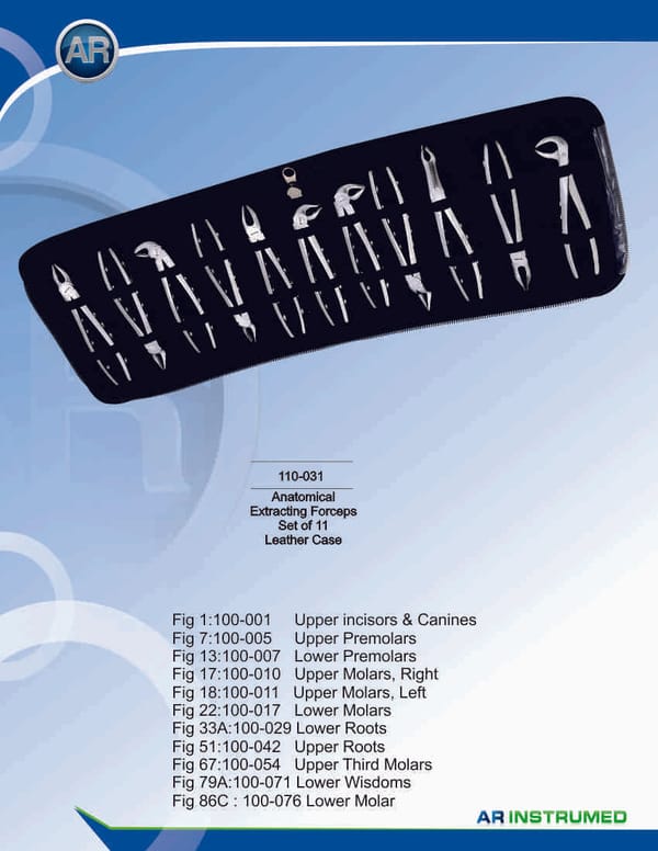 Anatomical Extracting Forceps Set of 11 Leather Case