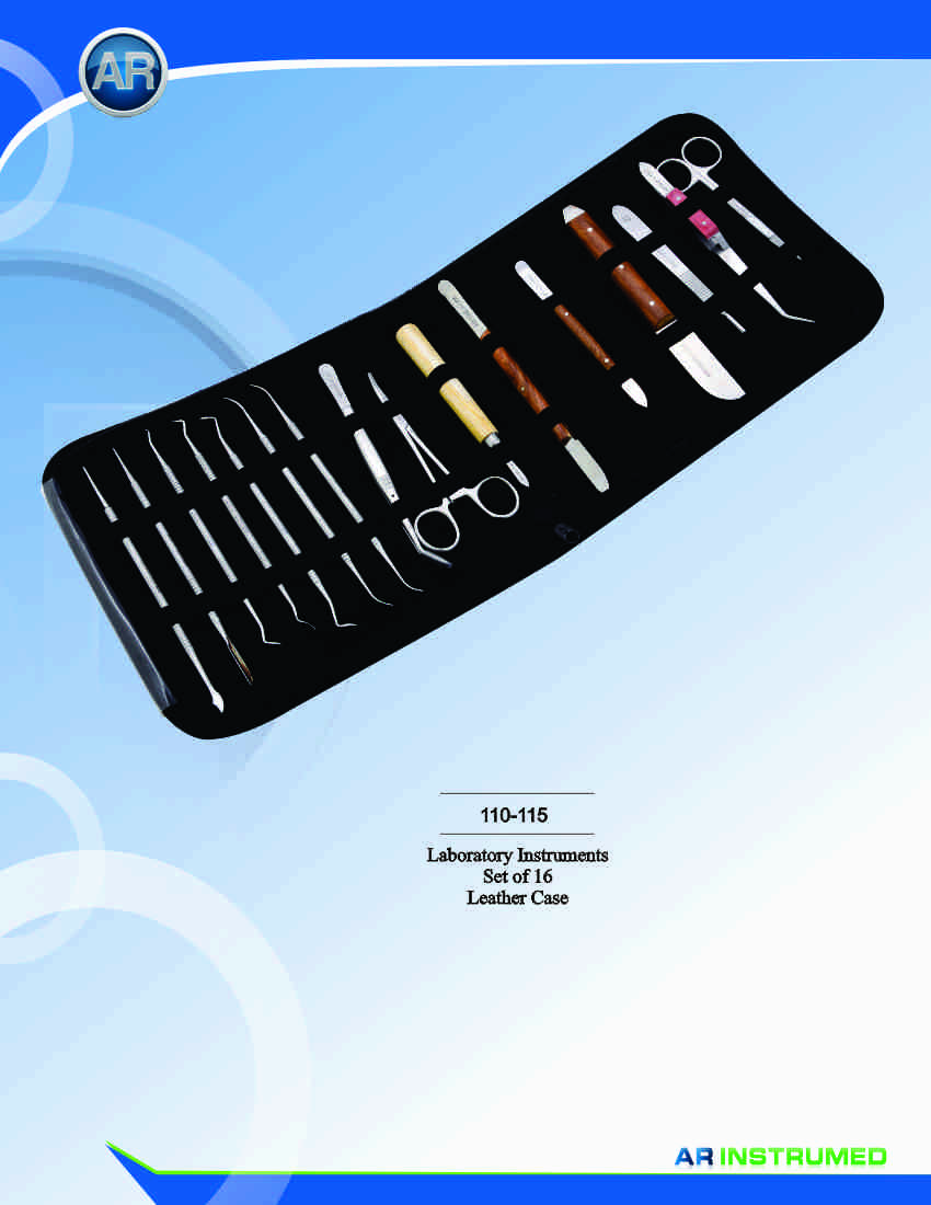 Laboratory Instruments Set of 16 Leather Case