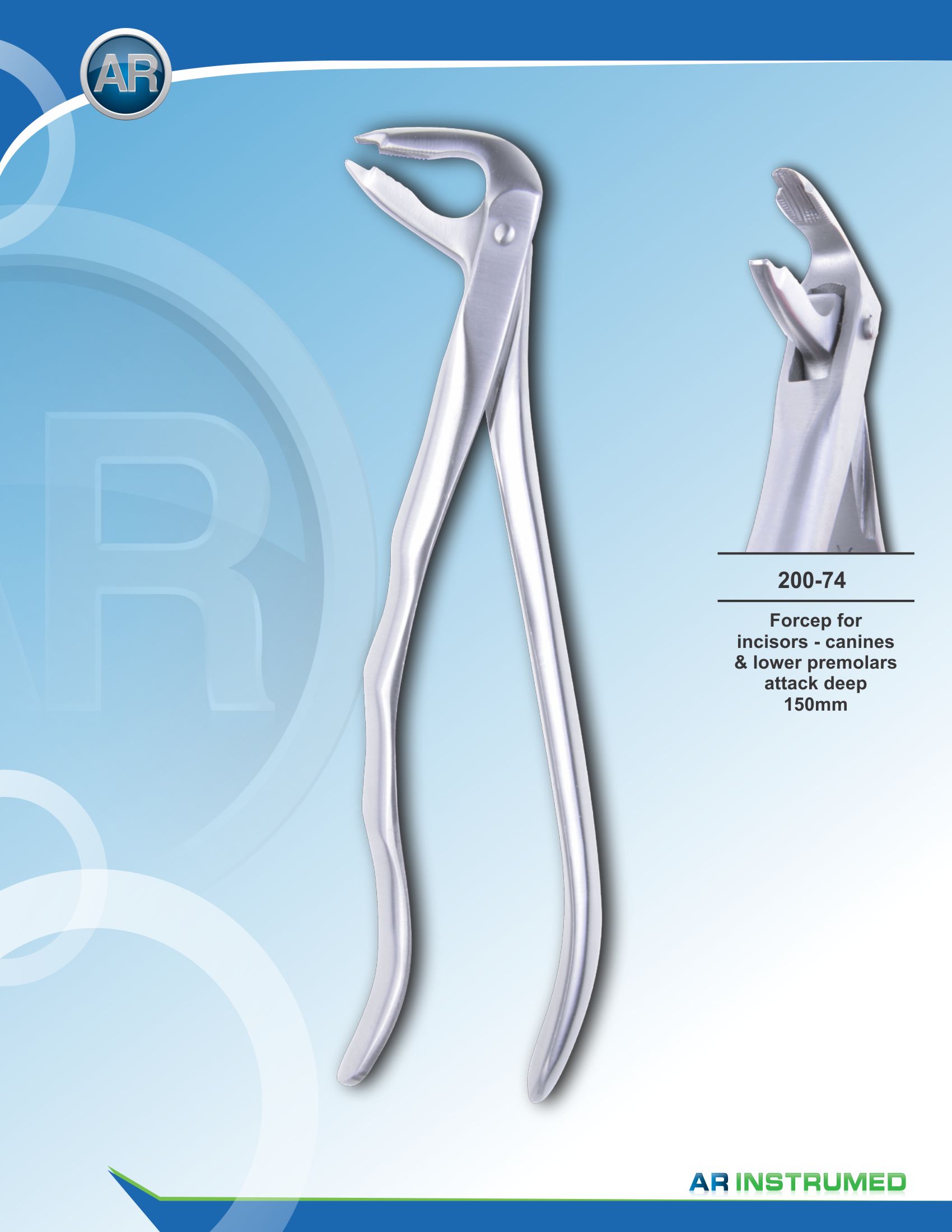 Forcep for Incisors-Canines &amp; Lower Premolars Attack Deep 15cm