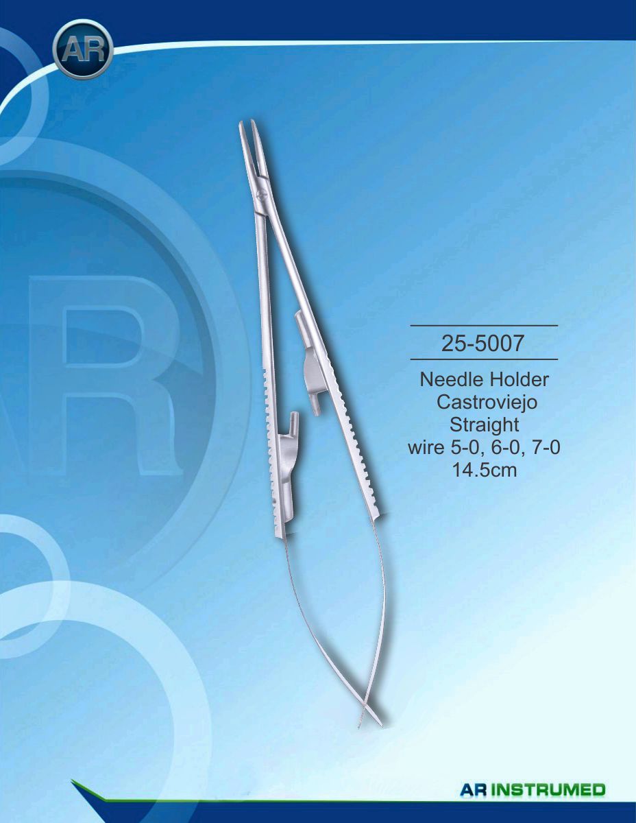Needle Holder Castroviejo Straight wire 5-0, 6-0, 7-0 14.5cm