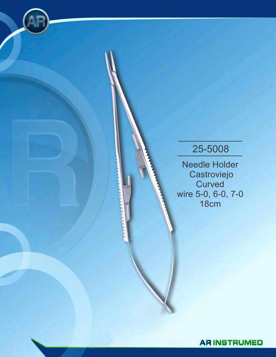 Needle Holder Castroviejo Curved wire 5-0, 6-0, 7-0 18cm
