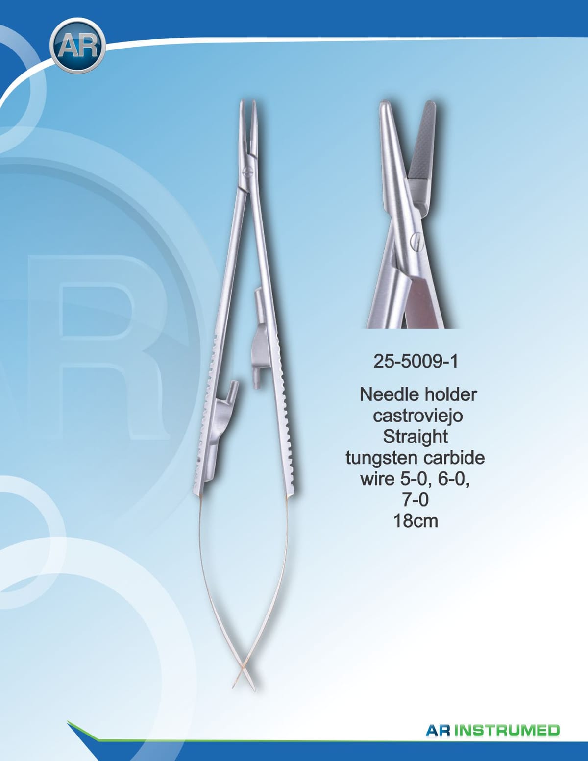 Needle Holder Castroviejo Straight Wire 5-0,6-0,7-0 18cm – AR Instrumed, Chirurgische Instrumente