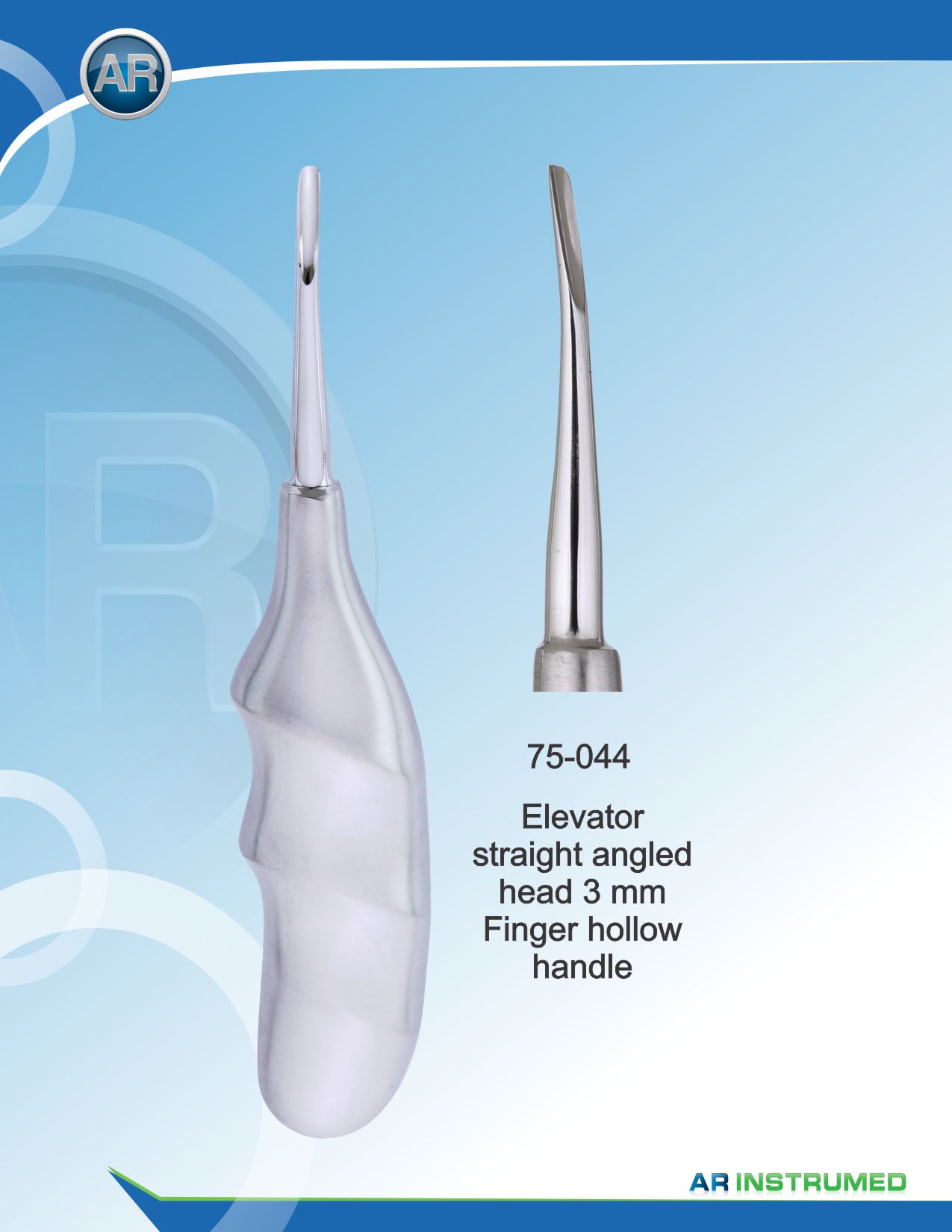 Elevator Straight Angled Head 3mm Finger Hollow Handle