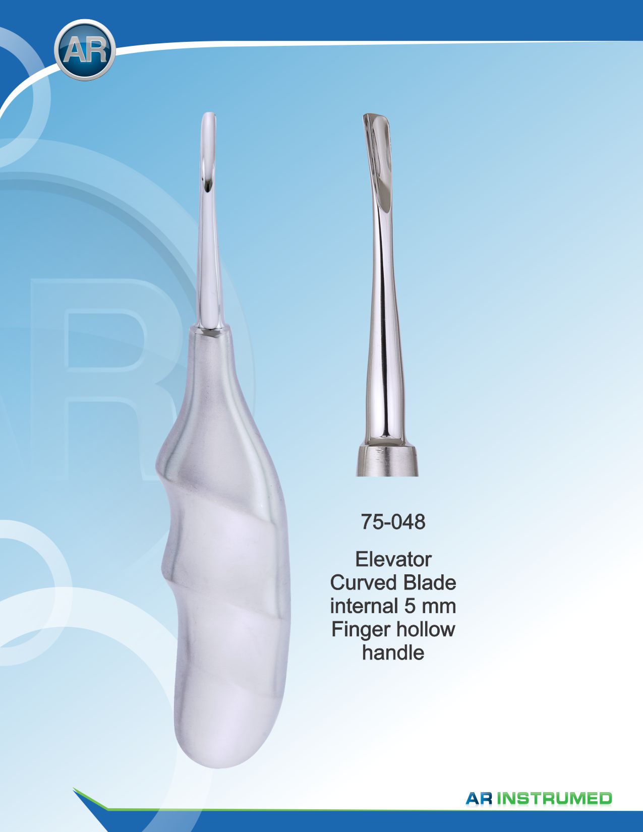 Elevator Curved Blade Internal 5mm Finger Hollow Handle