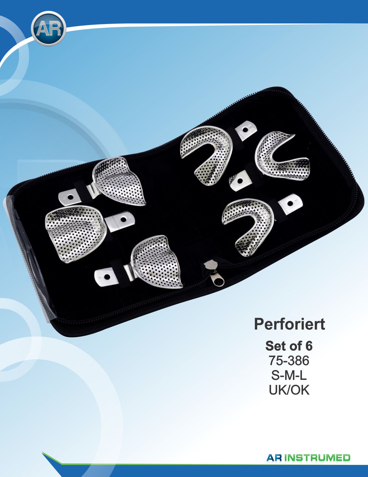 Impression Tray Rimlock Perforated Set of 6 S-M-L Upper/Lower