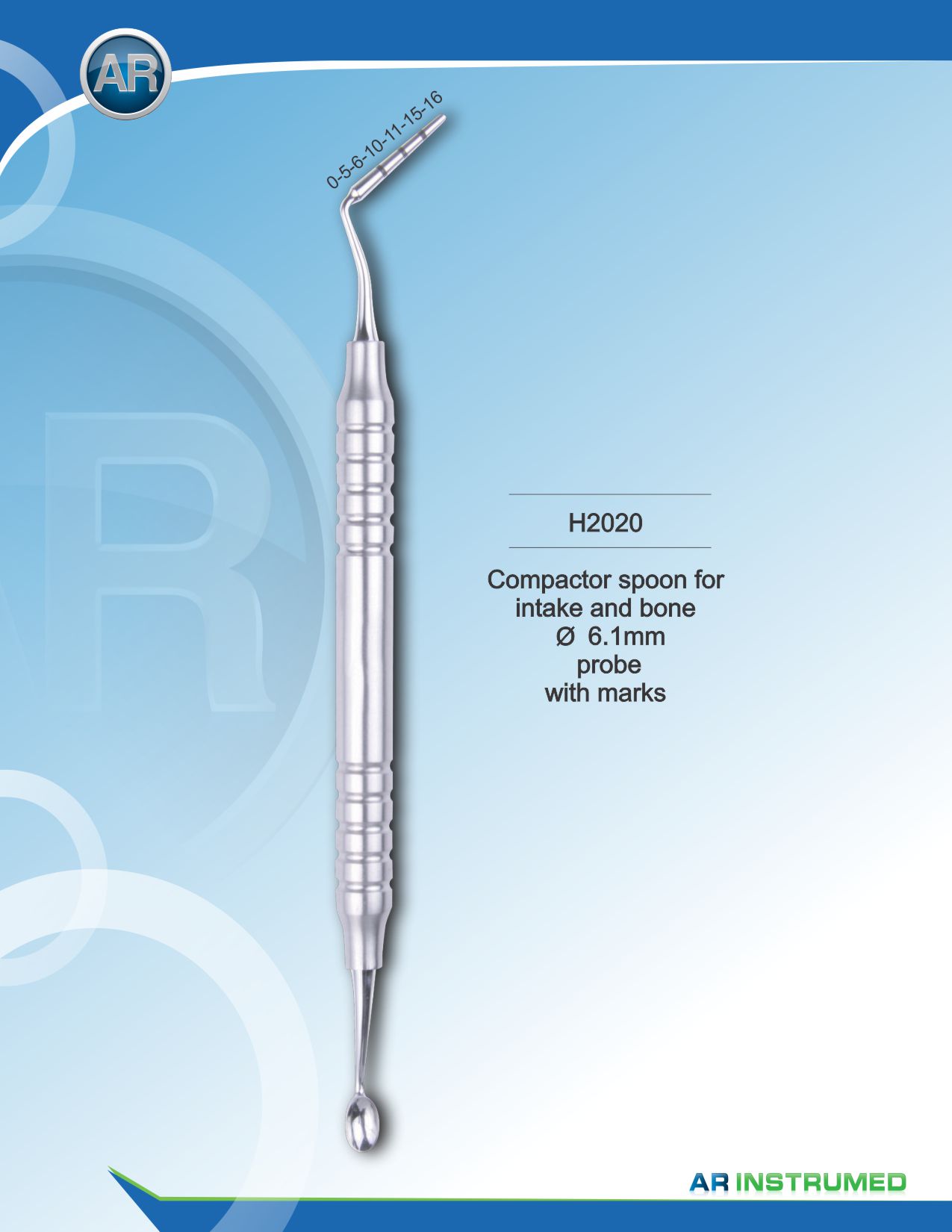Compactor Spoon for Intake and Bone 6.1mm Probe with Marks