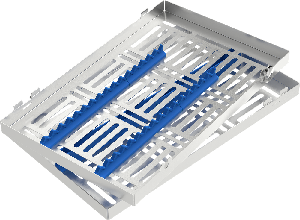 Blau - LARGE 288x182x34 mm - für 15 Instrumente mit Silikon-Schiene 2770-2 – ASA Dental S.p.A. Uninominale