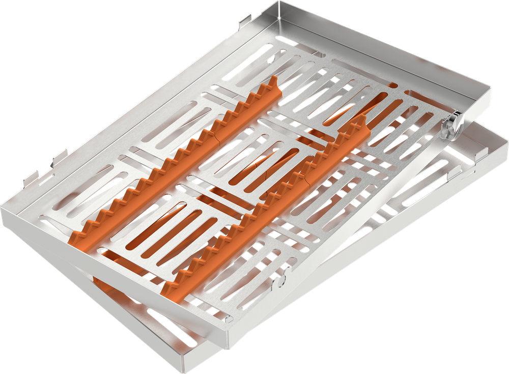 Orange - LARGE 288x182x34 mm - für 15 Instrumente mit Silikon-Schiene 2770-2A – ASA Dental S.p.A. Uninominale