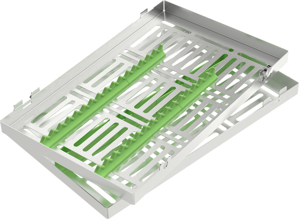 Grün - LARGE 288x182x34 mm - für 15 Instrumente mit Silikon-Schiene 2770-2V – ASA Dental S.p.A. Uninominale
