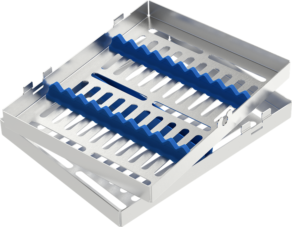 Blau - MEDIUM 182x144x34 mm - für 10 Instrumente mit Silikon-Schiene 2771-1 – ASA Dental S.p.A. Uninominale