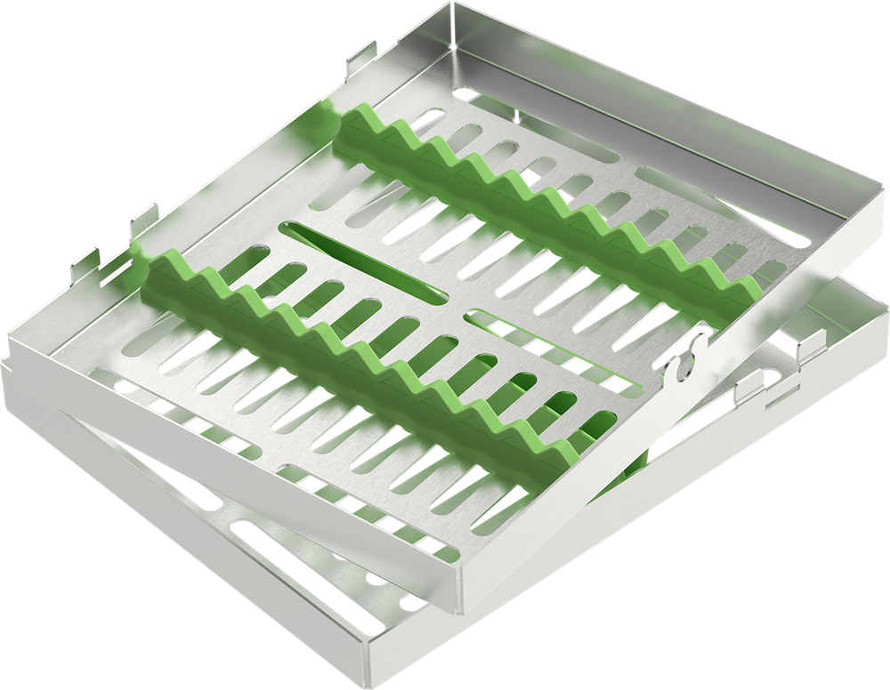 Grün - MEDIUM 182x144x34 mm - für 10 Instrumente mit Silikon-Schiene 2771-1V – ASA Dental S.p.A. Uninominale