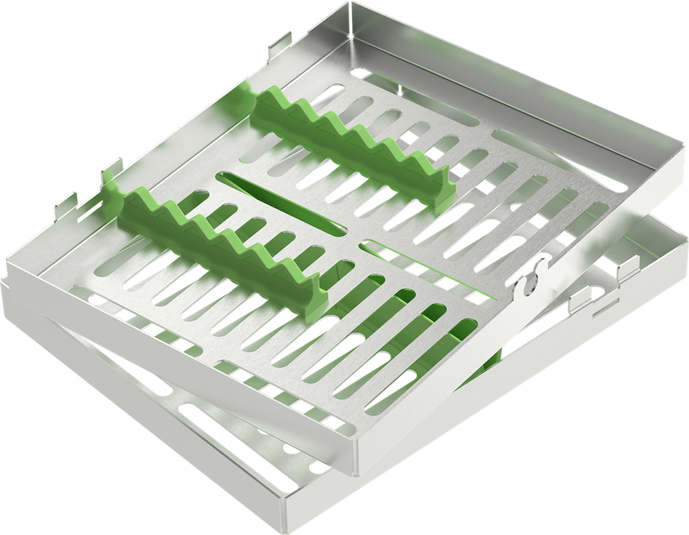 Grün - MEDIUM 182x144x34 mm - für 5 Instrumente mit Silikon-Schiene 2771-2V – ASA Dental S.p.A. Uninominale