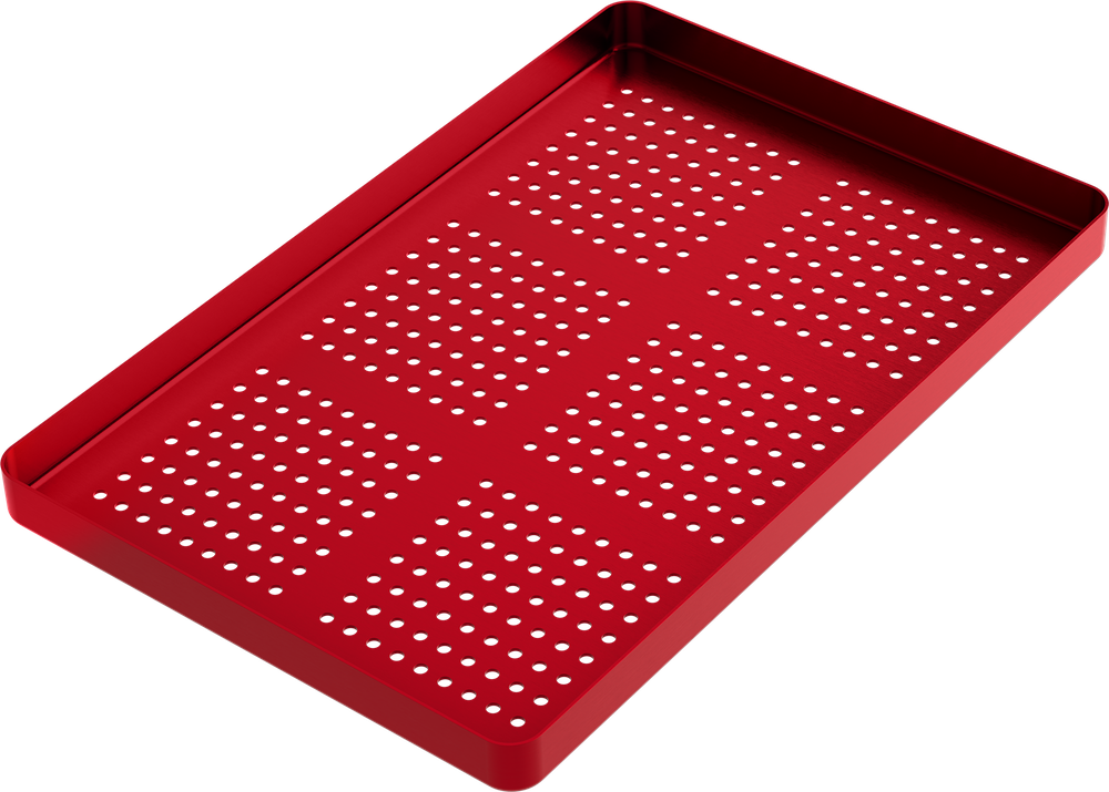 porta vassoi - forati - LARGE - Rosso - 284x183x17 mm – ASA Dental S.p.A. Uninominale, Trays, Sterilization Containers and Accessories