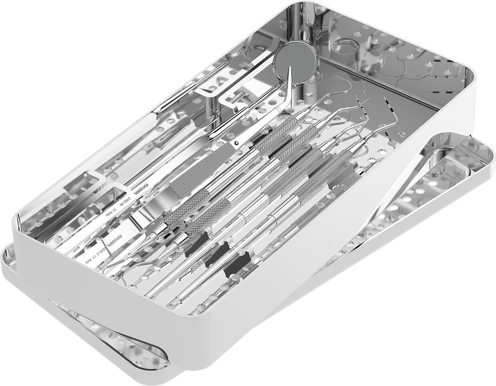 Erstuntersuchungsset mit 5 Instrumenten + Edelstahl-Tray S0600-1 – ASA Dental S.p.A. Uninominale