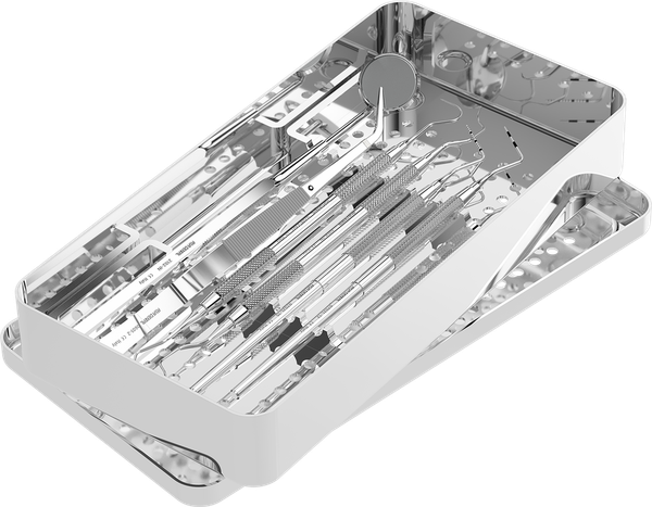 Erstuntersuchungsset mit 5 Instrumenten + Edelstahl-Tray S0600-1