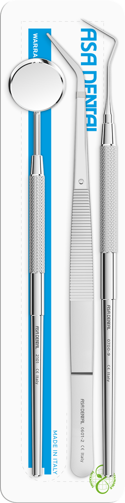 Griff + Spiegel Nr. 4, Sonde Nr. 9, London-College-Pinzette S0600-9