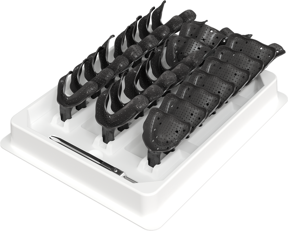 Set mit 24 Abformlöffel + Zirkel - unbezahnt - autoklavierbar max 130°C - 24er Pack S2851-24 – ASA Dental S.p.A. Uninominale