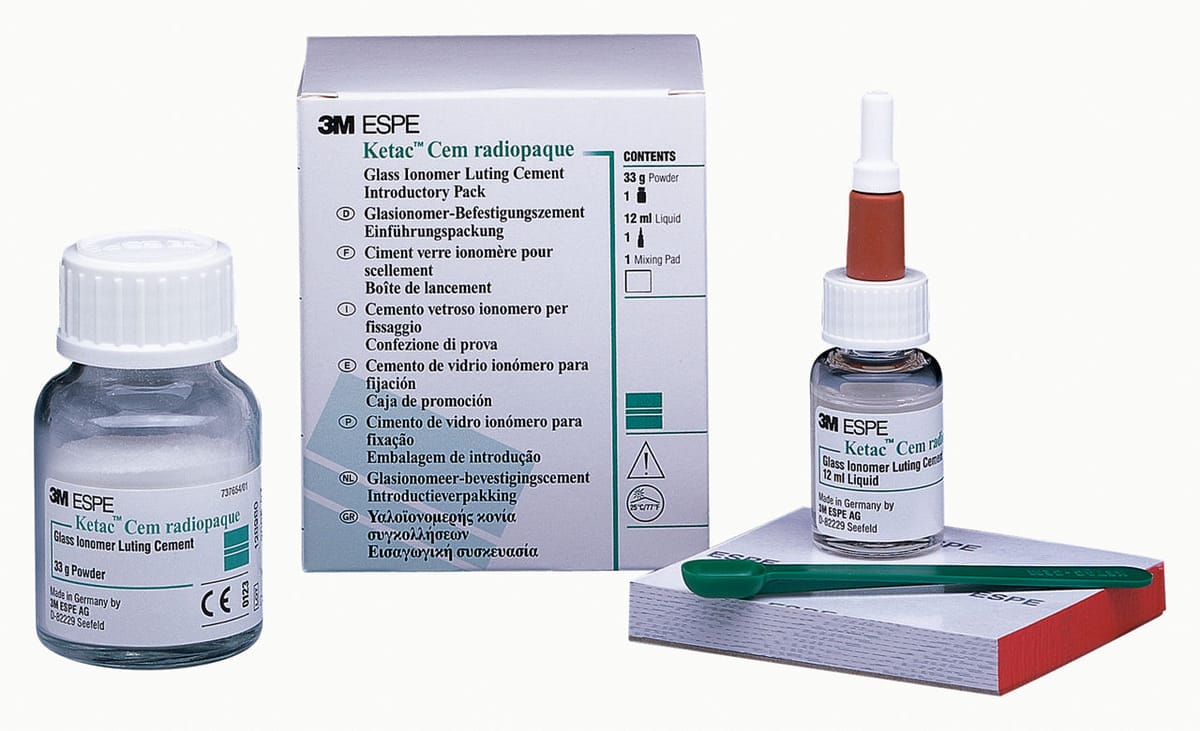 3M™ Ketac™ Cem radiopaque Glasionomer-Befestigungszement 37210, 37200, 37230, 37220 – Solventum, Glass Ionomer Cements Light-Curing