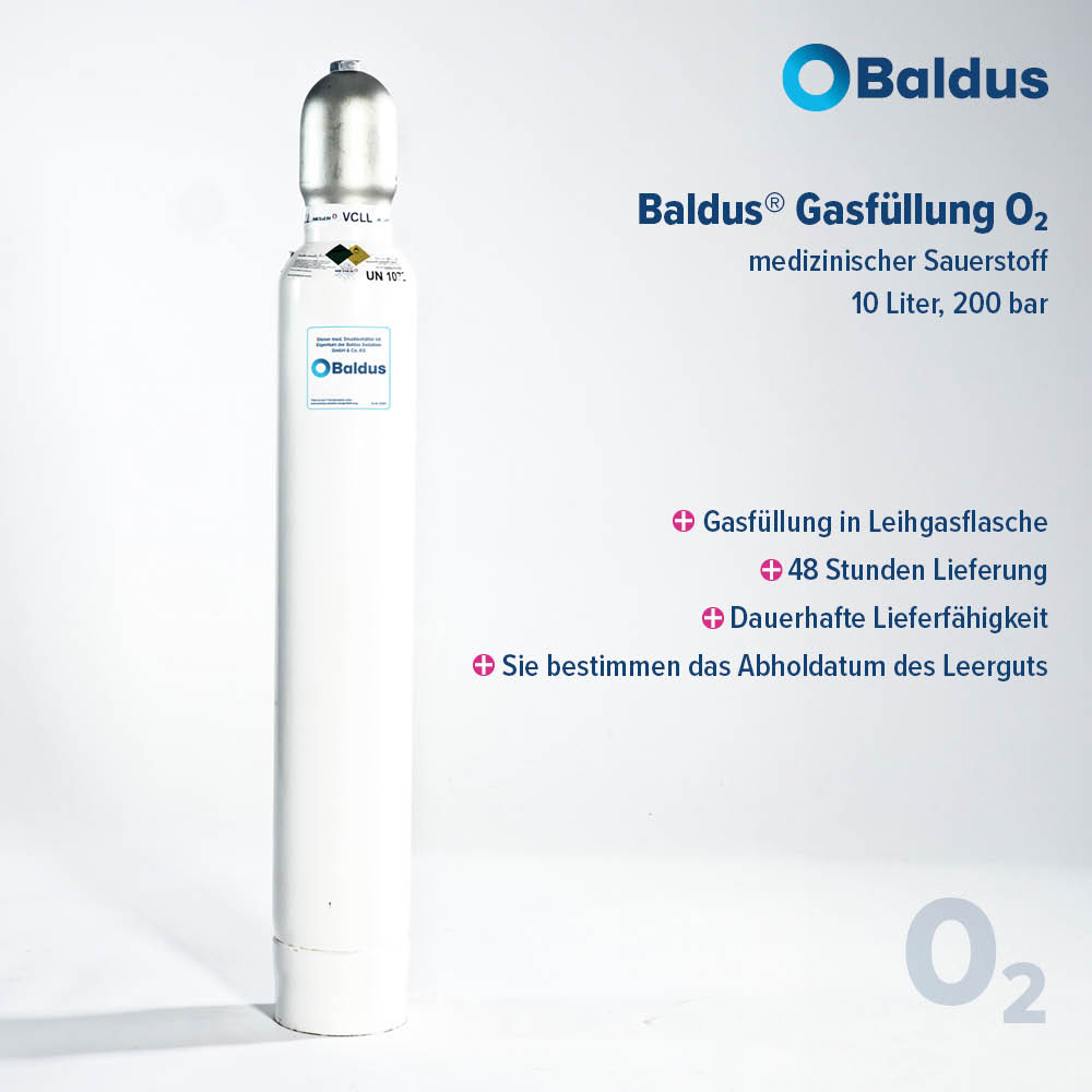 Gasfüllung: Sauerstoff (O2) med. 200 bar